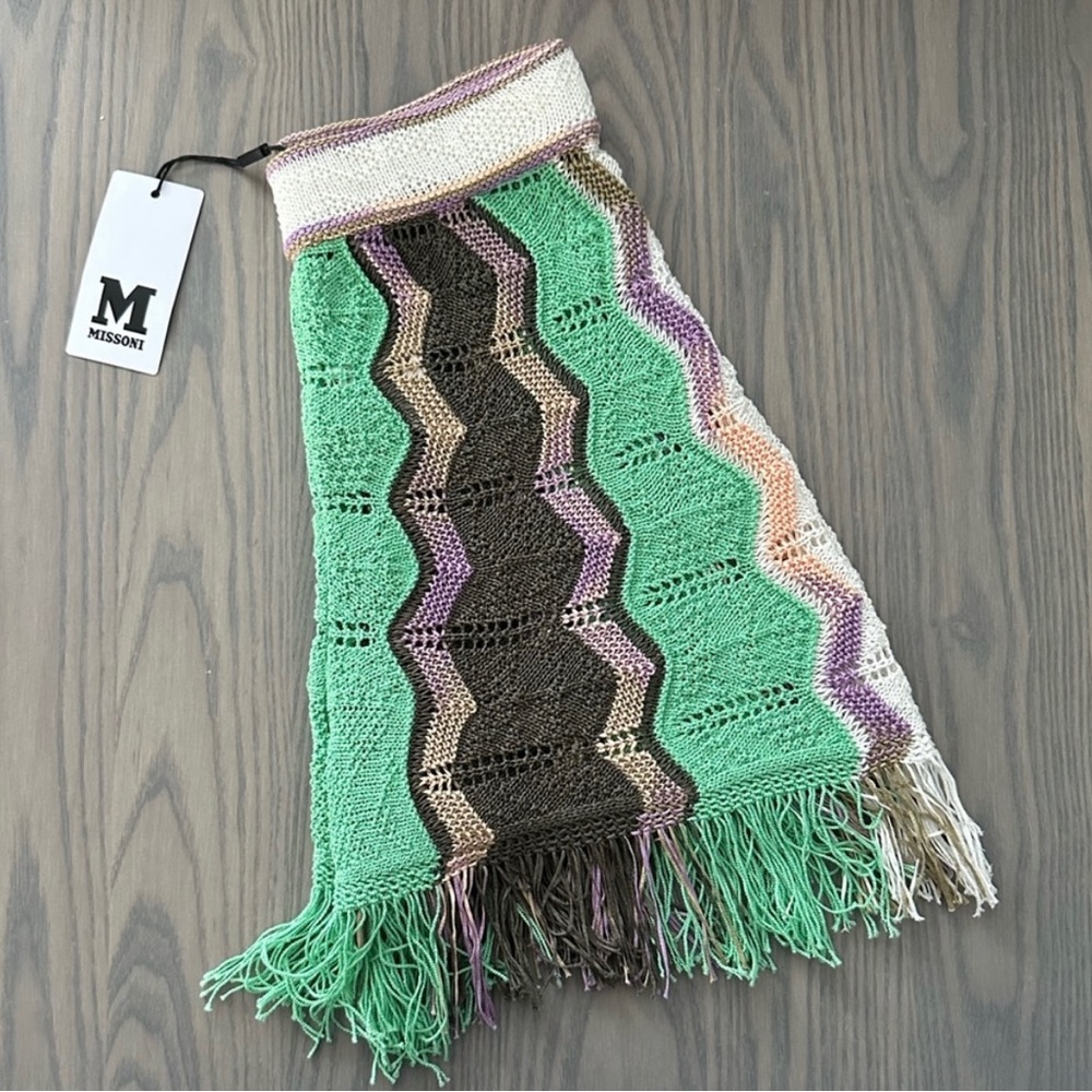 M MISSONI FRINGED GEOMETRIC PATTERN SHORTS